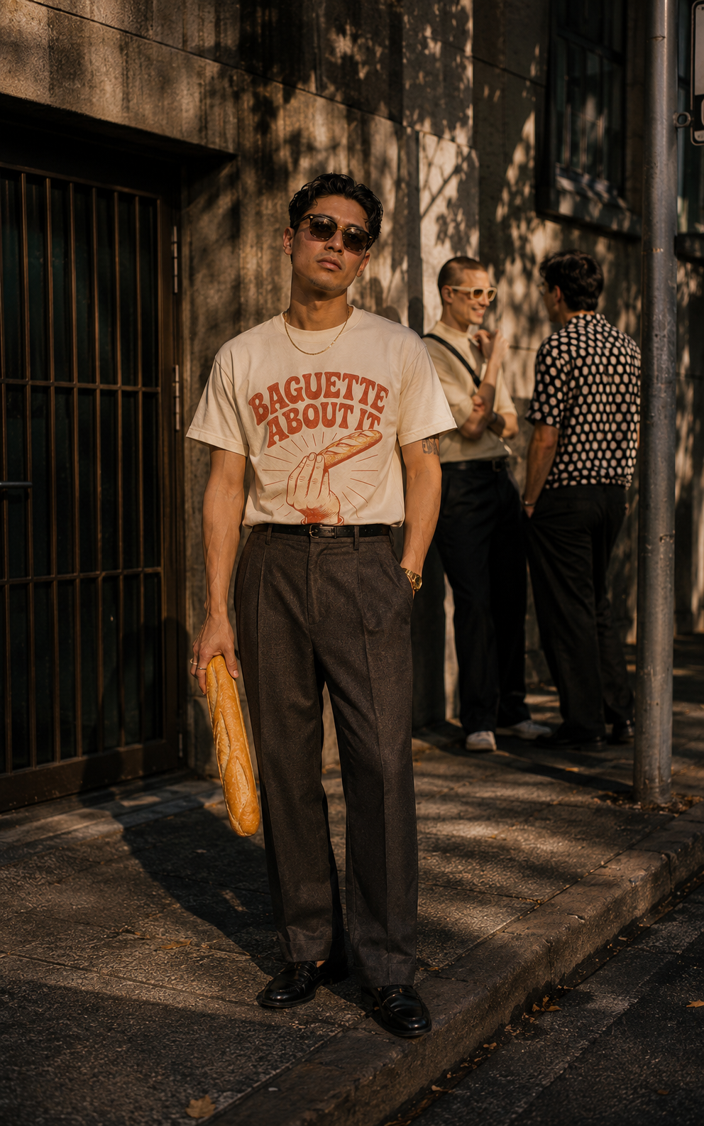 Phúc Dat modelling Baguette About It, Bánh Mì Shop limited drop shirt